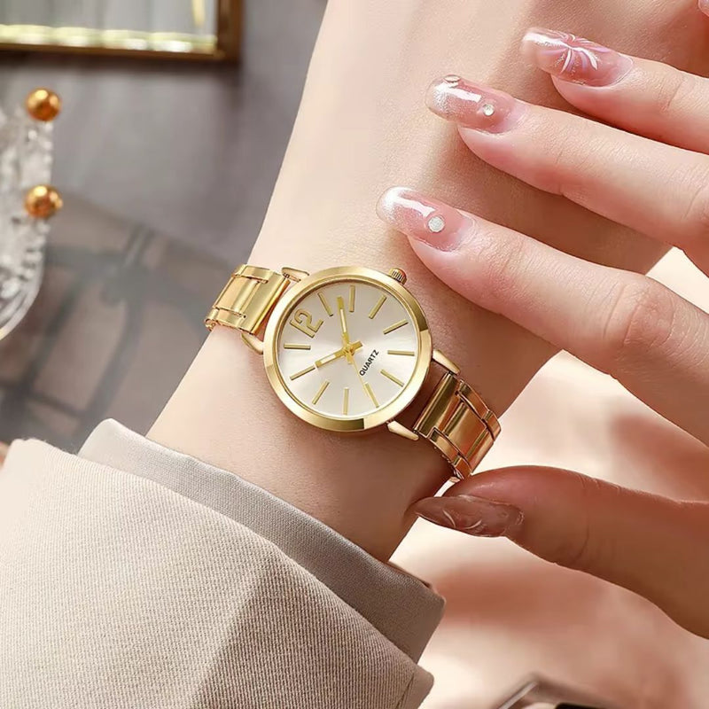 COMBO: RELOJ + PULSERA DORADO